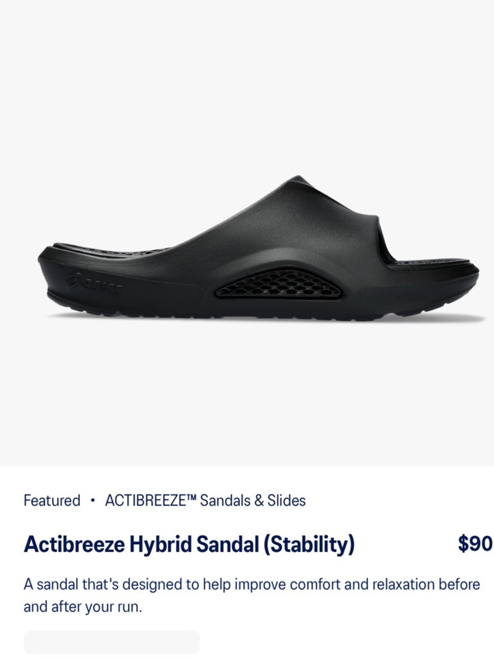 Asics Actibreeze Hybrid Slide Sandal in Black - Picture 2 of 12